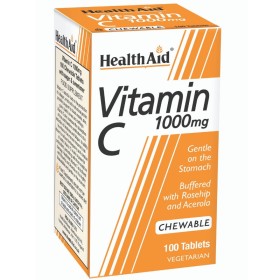 HEALTH AID Vitamin C 1000mg Συμπλήρωμα με Βιταμίνη C για Ενίσχυση του Ανοσοποιητικού με Γεύση Πορτοκάλι 100 Μασώμενες Ταμπλέτες
