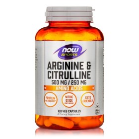 NOW Sports Arginine & Citruline 500/250mg Stamina Enhancement Supplement for Athletes 120 Capsules