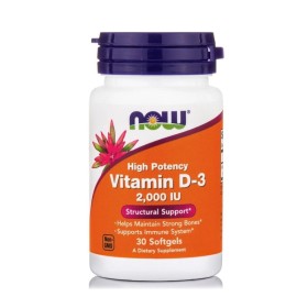 NOW FOODS Vitamin D-3 2000 IU για Ενίσχυση του Ανοσοποιητικού & Υγεία των Οστών 30 Μαλακές Κάψουλες