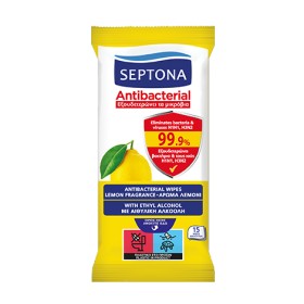 Septona Antibacterial Hand Wipes Aντιβακτηριακά Mαντηλάκια Xεριών Λεμόνι 15 Τεμάχια Septona Antibacterial Hand Wipes Aντιβακτηριακά Mαντηλάκια Xεριών Λεμόνι 15 Τεμάχια