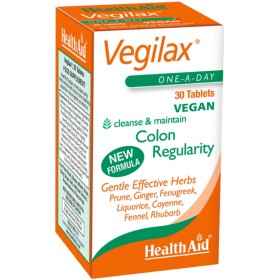 Health Aid Vegilax Συμπλήρωμα Διατροφής για Ομαλή Εντερική Λειτουργία & Αντιμετώπιση της Δυσκοιλιότητας 30 Ταμπλέτες