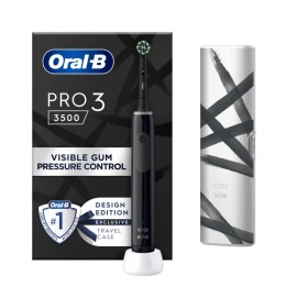 ORAL B Pro 3 3500 Design Edition Black Rechargeable Electric Toothbrush Black & Travel Case 1 Piece