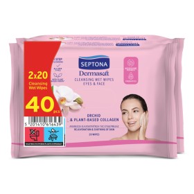 Septona Promo Dermasoft Orchid & Plant-Based Collagen Μαντηλάκια Ντεμακιγιάζ με Ορχιδέα & Κολλαγόνο 2x20 Τεμάχια