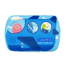 Curaprox Kids Travel Set Γαλάζιο για 6-12 Ετών Οδοντόβουρτσα Ταξιδίου 1 Τεμάχιο & Οδοντόκρεμα Μέντα 10ml & Μεσοδόντια Βουρτσάκια 2 Τεμάχια