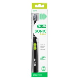 GUM Sonic Daily Soft 4100 Ηλεκτρική Οδοντόβουρτσα Μπαταρίας σε Δύο Χρώματα Μαύρο & Λευκό 1 Τεμάχιο
