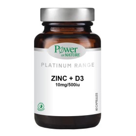 Power Health Platinum Range Zinc 10mg & Vitamin D3 500iu με Βιταμίνη D3 & Ψευδάργυρο για Μέγιστη Απορρόφηση για Τόνωση των Οστών 60 Ταμπλέτες