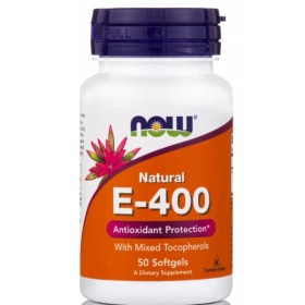 NOW E-400 IU, Mixed Tocopherols / Unsterified Antioxidant Supplement with Vitamin E 50 Softgels