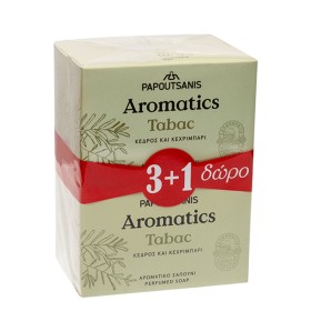 PAPOUTSANIS Promo Soap Bar Aromatics Tabac Κέδρος & Κεχριμπάρι 4x100g [3+1 Δώρο]