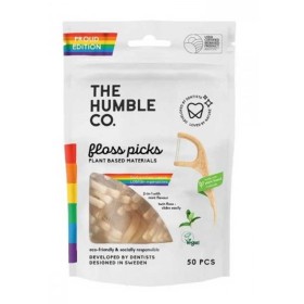 THE HUMBLE CO Floss Picks Proud Edition Μεσοδόντιος Καθαριστής με Λαβή σε Μπεζ Χρώμα 50 Τεμάχια