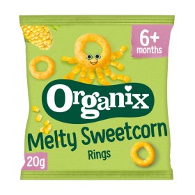 Organix Bio Melty Sweetcorn Rings Δαχτυλίδια Καλαμποκιού 6m+ 20g