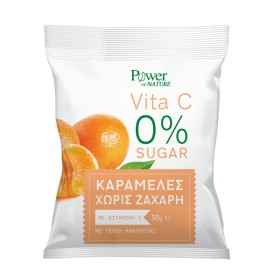 Power Of Nature Vita-C Καραμέλες με Βιταμίνη C για Ενίσχυση του Ανοσοποιητικού με Γεύση Μανταρίνι 50g