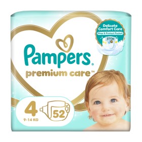 Pampers Premium Care Μέγεθος 4 (9-14kg) Βρεφικές Πάνες 52 Τεμάχια