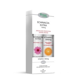 POWER HEALTH Echinacea Extra με Στέβια 24 Αναβράζοντα Δισκία & Vitamin C 500mg Πορτοκάλι 20 Αναβράζοντα Δισκία