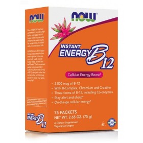 Now Instant Energy B-12 Συμπλήρωμα με Βιταμίνη Β για Υποστήριξη του Νευρικού Συστήματος & Ενέργεια 75 Φακελάκια