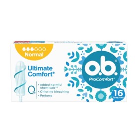O.B.procomfort Normal Ταμπόν με Μοναδικό Κάλυμμα Μεταξένιας Απαλότητας Silktouch™ & Τεχνολογία Dynamicfit™ με Τρισδιάστατη Δομή 16 Τεμάχια
