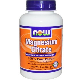Now Magnesium Citrate Pure Powder Συμπλήρωμα με Κιτρικό Μαγνήσιο για τη Νευρομυική Λειτουργία 227g