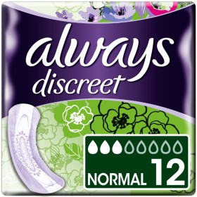 ALWAYS Discreet Normal Incontinence Pads 12 pieces