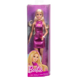 Mattel Barbie Fashionistas Deluxe Style με Mίνι Μεταλλικό Ροζ Φόρεμα με Κόψιμο-Καρδιά & Ξανθά Μαλλιά από 3+ Ετών