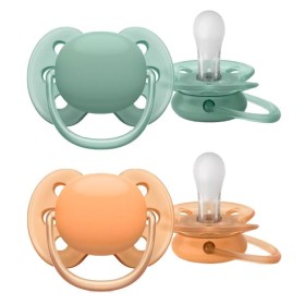 Philips Avent Ultra Soft Πιπίλα Σιλικόνης 18+m Πράσινο & Πορτοκαλί  [SCF093/01] 2 Τεμάχια