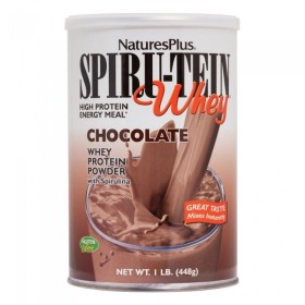 NATURES PLUS Spirutein Whey Protein Powder Chocolate Supplement for Energy & Slimming Chocolate Flavor 448g