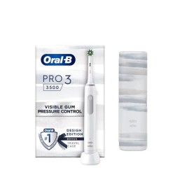 ORAL B Pro 3 3500 Design Edition Electric Toothbrush White with Travel Case
