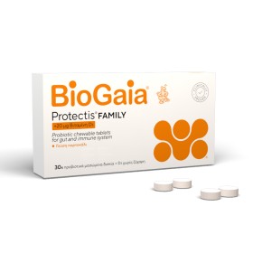 Biogaia Family Protectis & D3 Προβιοτικές Παστίλιες με Γεύση Πορτοκάλι 30 Μασώμενα Δισκία