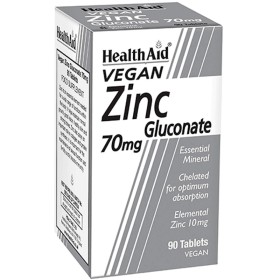 Health Aid Zinc Gluconate 70mg συμπλήρωμα Διατροφής με Ψευδάργυρο 90 Ταμπλέτες