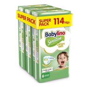 Babylino Sensitive Cotton Soft No6  Βρεφικές Πάνες Extra Large 13-18 Kg 3x38 Τεμάχια [Super Pack]