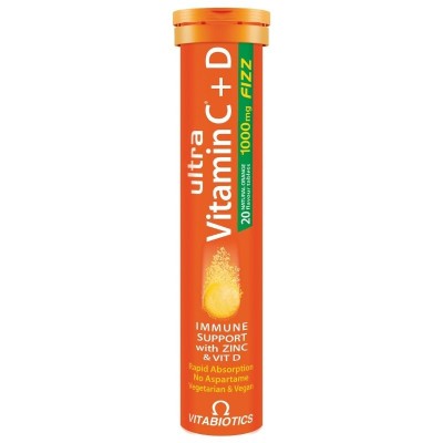 VITABIOTICS Ultra Vitamin C & D 1000mg Fizz 20 Αναβράζοντα Δισκία
